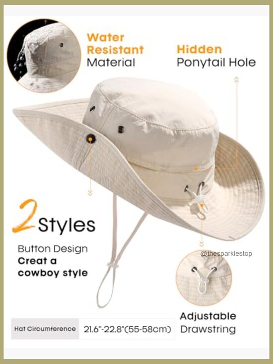 UPF 80+ Sun Hat with Ponytail Hole, Wide Brim, Packable Nylon main image 4